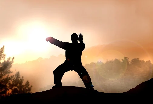 Une personne pratiquant le taijiquan